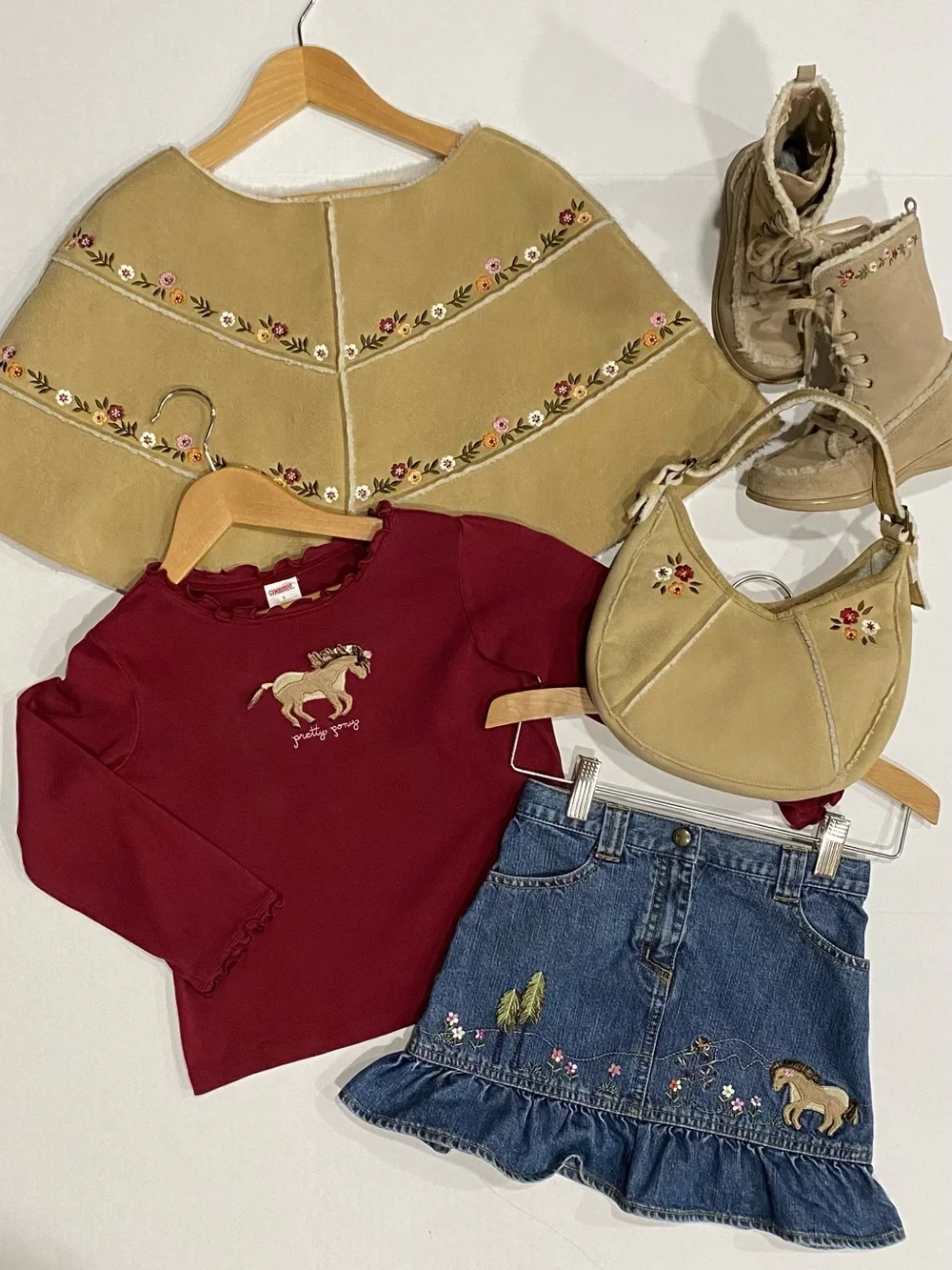 Vintage Gymboree Girls 5-Piece Rocky Mountain: Boots, Purse, Poncho, Skirt, Top